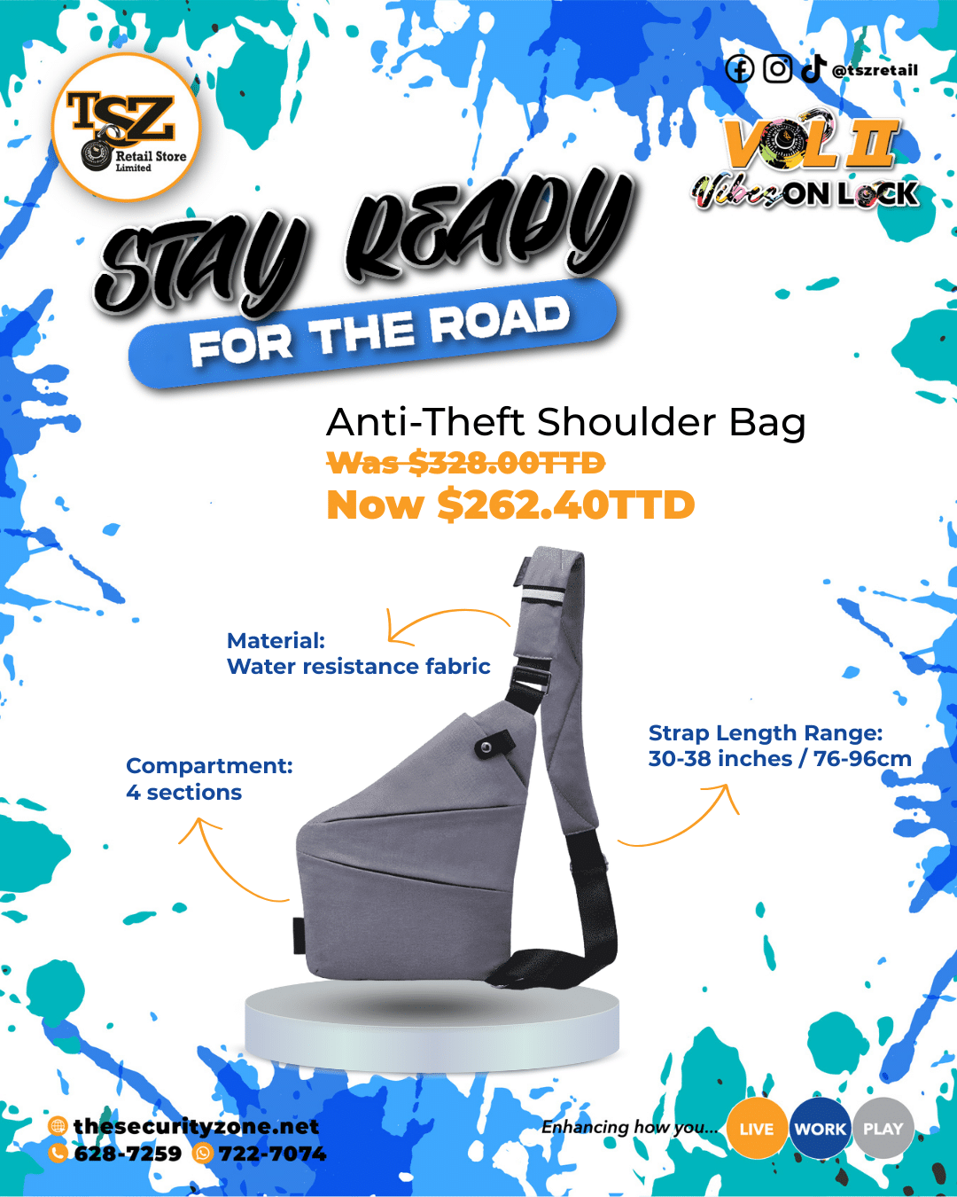 Anti-Theft Sling Slim /Shoulder Chest Bag Pack