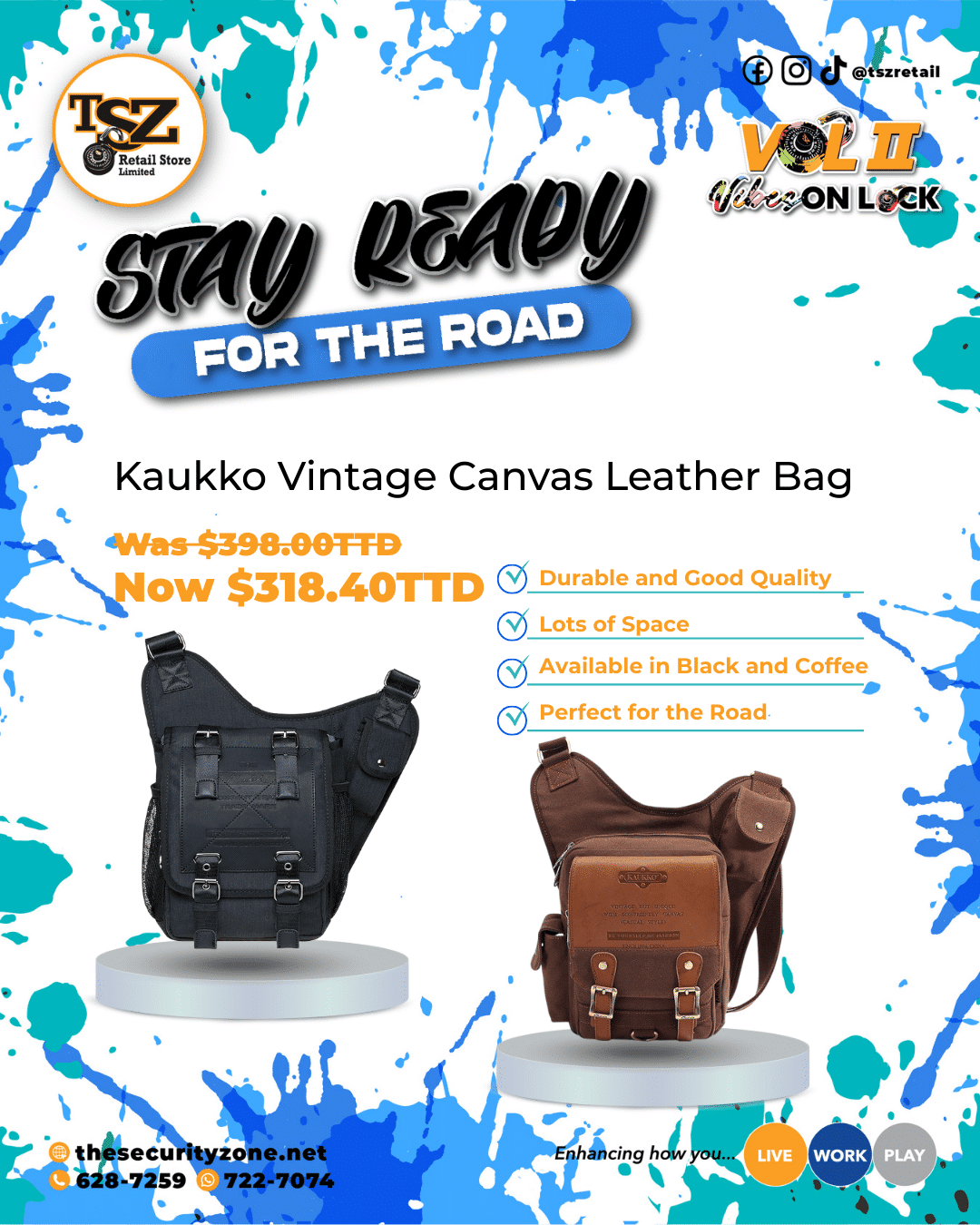 Kaukko Vintage Canvas  Leather Bag