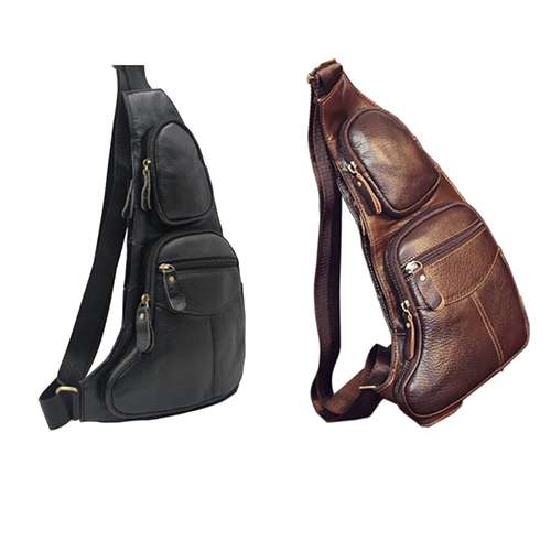 HEBETAG Leather Sling Bag Crossbody Backpack for Men
