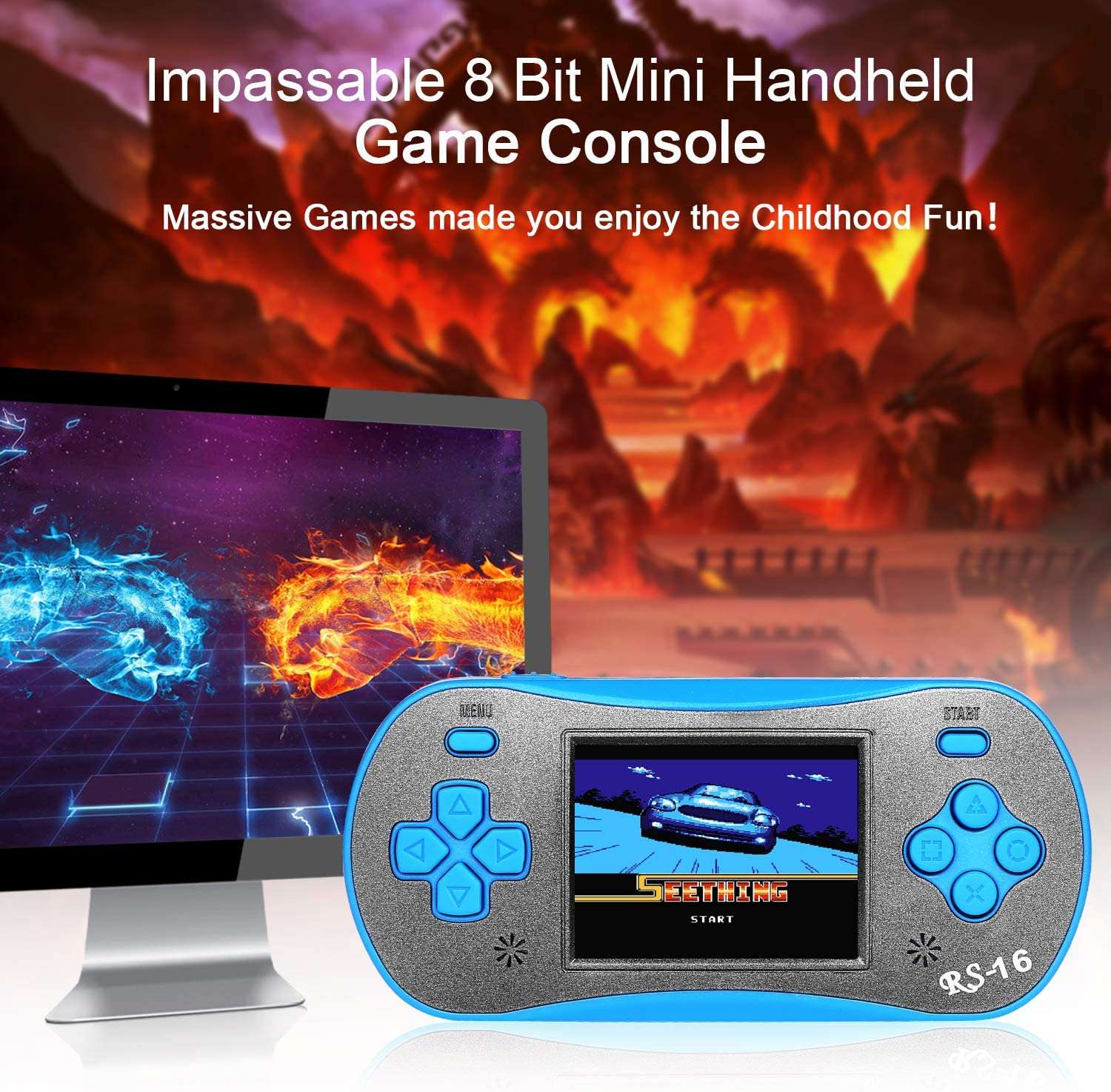 FAMILY POCKET RS16 Portable Classic Game Controller(BLUE) Built-in 260 Game