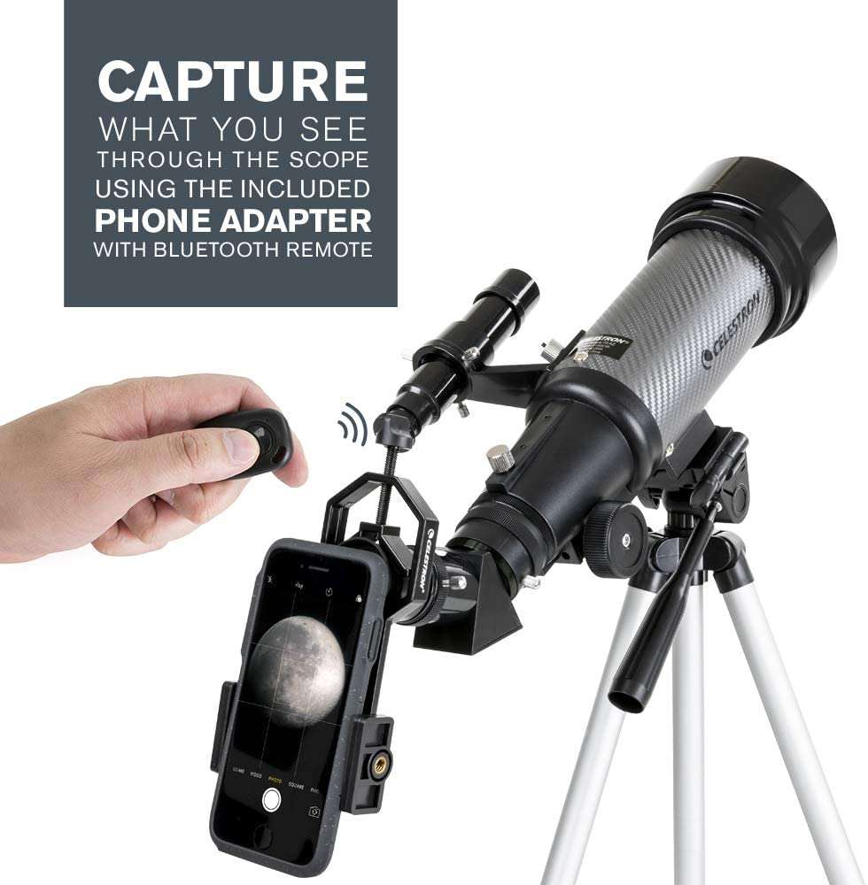 Celestron – 70mm Travel Scope DX-Portable Refractor Telescope with Digiscoping Smartphone Adapter