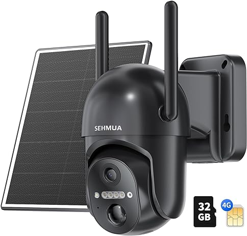 SEHMUA 4G LTE Cellular Solar Security Camera Wireless Outdoor