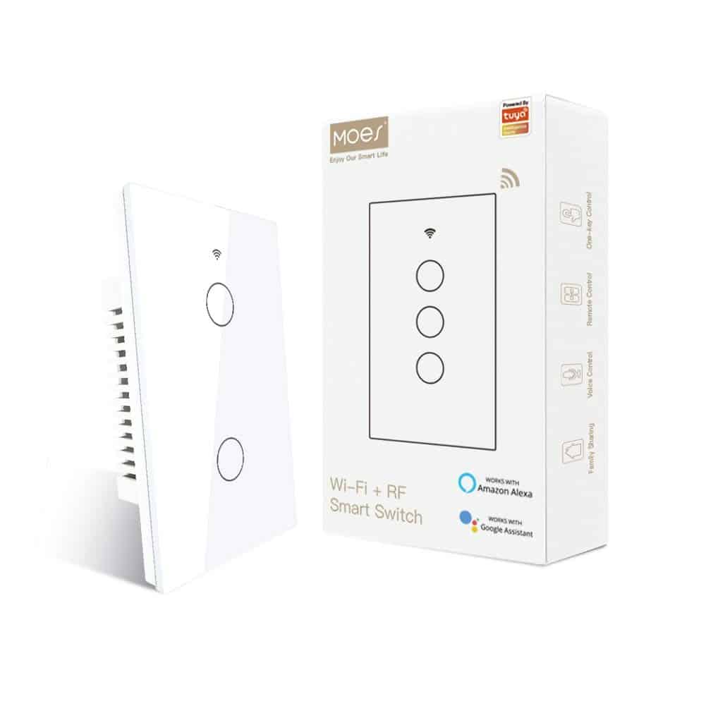 Moes 2.4GHz Wifi Wall Plug Smart Switch 2 Gang