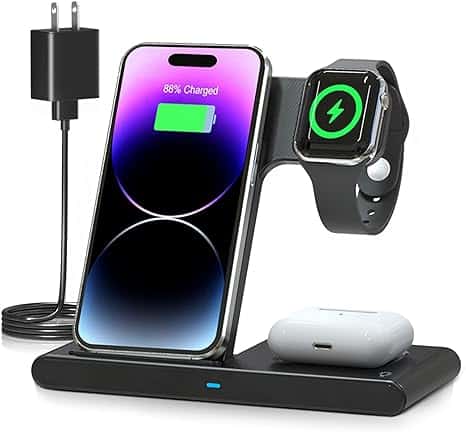 Wireless Charger iPhone Charging Station: 3 in 1 Charger Stand