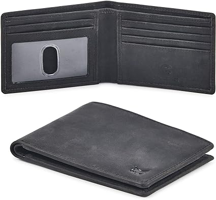 Real Leather Mens Bifold Wallet RFID Blocking Slim Minimalist