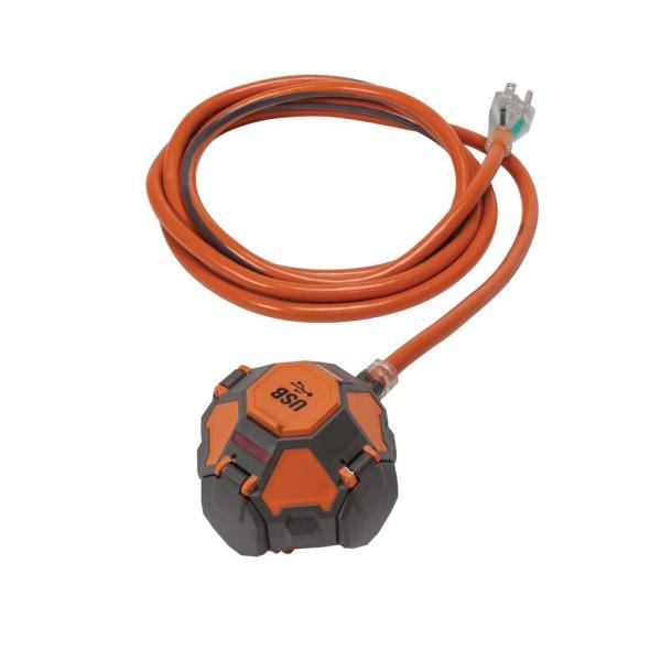 Ridgid 3 Outlet + 2 USB 8 ft. Power Ball Extension Cord