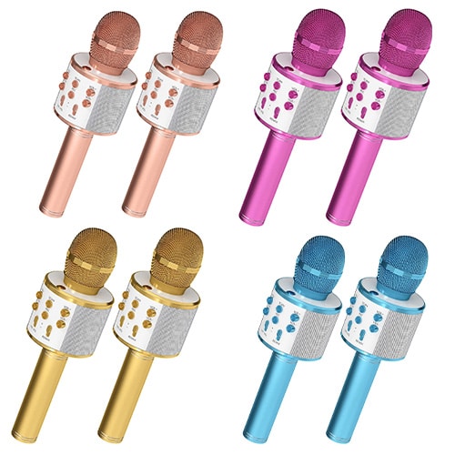 OVELLIC 2 Pack Karaoke  Wireless Bluetooth Microphone for Kids