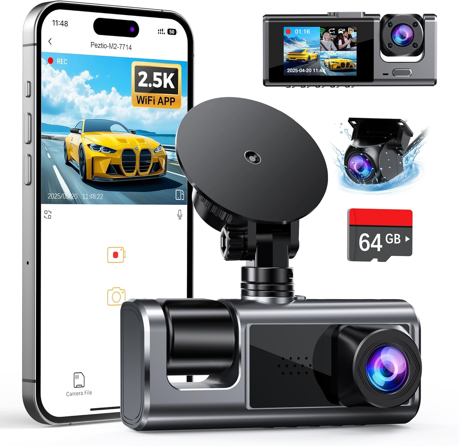 Galphi M2 Wifi Dash Cam 3 Channel